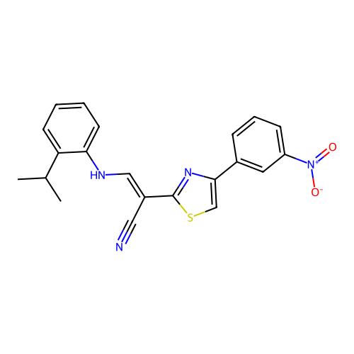 (E)-2-[4-(3-nitrophenyl)-1,3-thiazol-2-yl]-3-(2-propan-2-ylanilino)prop-2-enenitrile structure