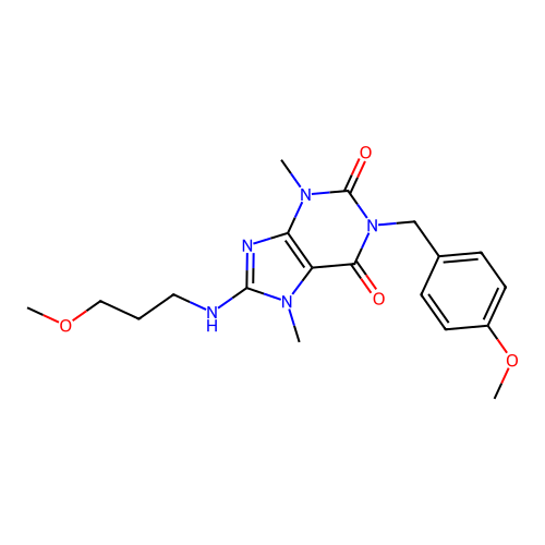 1-(4-methoxybenzyl)-8-[(3-methoxypropyl)amino]-3,7-dimethyl-3,7-dihydro-1H-purine-2,6-dione structure