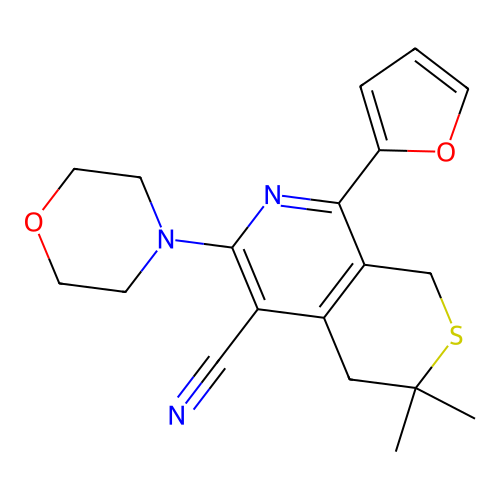 8-Furan-2-yl-3,3-dimethyl-6-morpholin-4-yl-3,4-dihydro-1H-thiopyrano[3,4-c]pyridine-5-carbonitrile structure