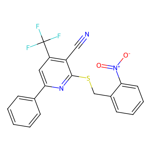 2-[(2-Nitrobenzyl)sulfanyl]-6-phenyl-4-(trifluoromethyl)pyridine-3-carbonitrile structure