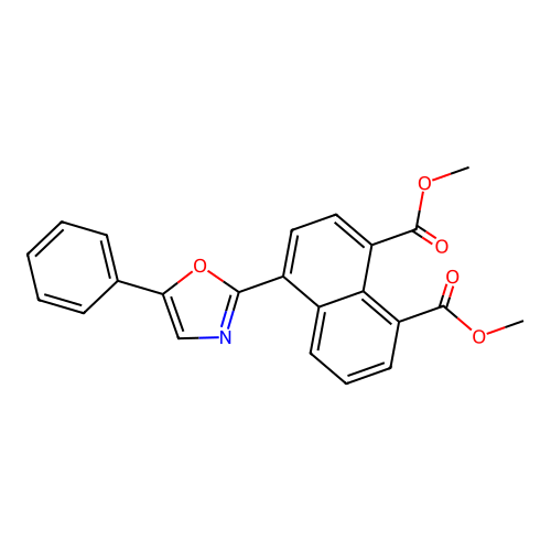 Dimethyl 4-(5-phenyl-1,3-oxazol-2-yl)naphthalene-1,8-dicarboxylate structure