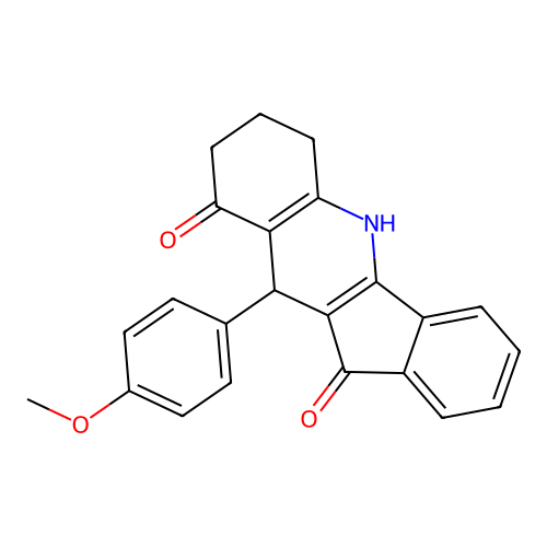 10-(4-methoxyphenyl)-6,7,8,10-tetrahydro-5H-indeno[1,2-b]quinoline-9,11-dione structure