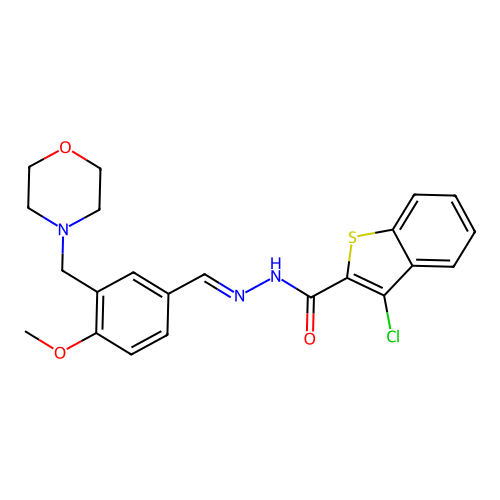 (E)-3-chloro-N'-(4-methoxy-3-(morpholinomethyl)benzylidene)benzo[b]thiophene-2-carbohydrazide structure