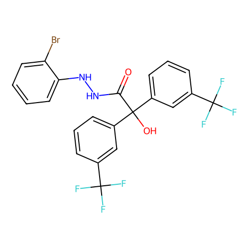 N'-(2-bromophenyl)-2-hydroxy-2,2-bis[3-(trifluoromethyl)phenyl]acetohydrazide structure