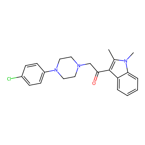 2-(4-(4-chlorophenyl)piperazin-1-yl)-1-(1,2-dimethyl-1H-indol-3-yl)ethanone structure