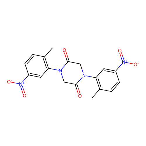 1,4-Bis(2-methyl-5-nitrophenyl)piperazine-2,5-dione structure