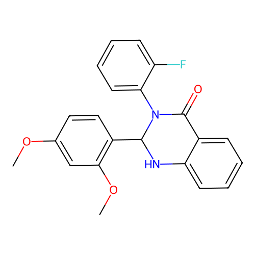 2-(2,4-dimethoxyphenyl)-3-(2-fluorophenyl)-2,3-dihydroquinazolin-4(1H)-one structure