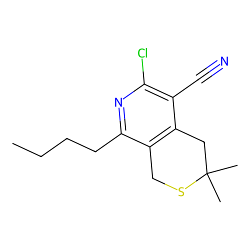 8-Butyl-6-chloro-3,3-dimethyl-3,4-dihydro-1H-thiopyrano[3,4-c]pyridine-5-carbonitrile structure