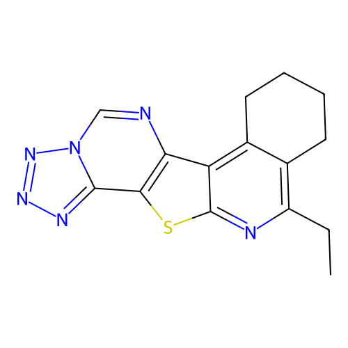 11-ethyl-7,8,9,10-tetrahydrotetrazolo[1'',5'':1',6']pyrimido[4',5':4,5]thieno[2,3-c]isoquinoline structure