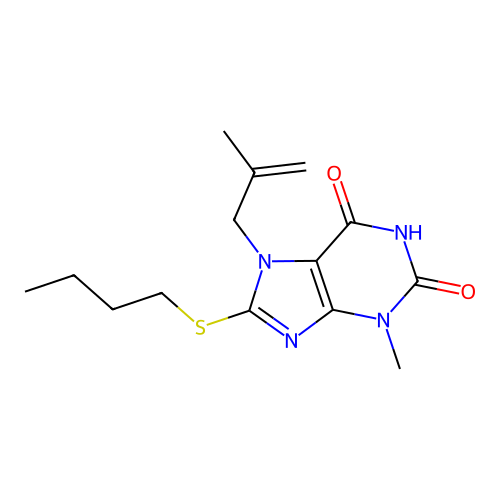 8-Butylsulfanyl-3-methyl-7-(2-methyl-allyl)-3,7-dihydro-purine-2,6-dione structure