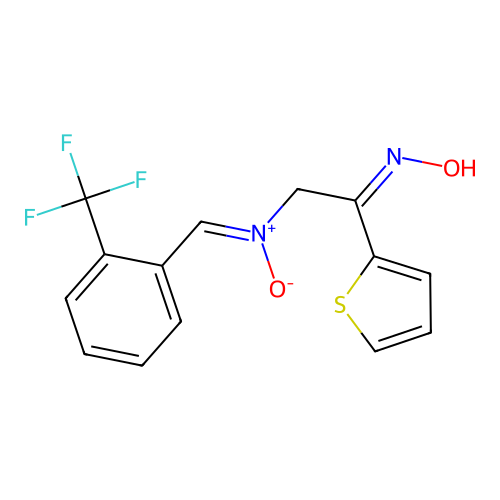 N-(2-hydroxyimino-2-thiophen-2-yl-ethyl)-1-[2-(trifluoromethyl)phenyl]methanimine Oxide structure