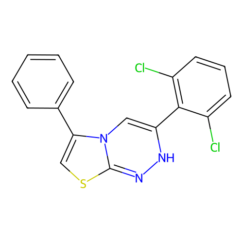 3-(2,6-dichlorophenyl)-6-phenyl-2H-[1,3]thiazolo[2,3-c][1,2,4]triazine structure
