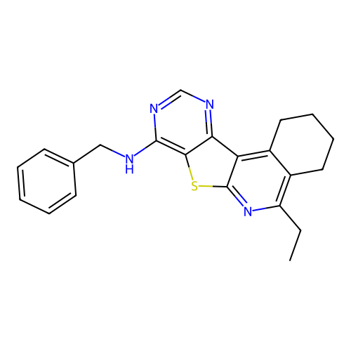 N-benzyl-5-ethyl-1,2,3,4-tetrahydropyrimido[4',5':4,5]thieno[2,3-c]isoquinolin-8-amine structure
