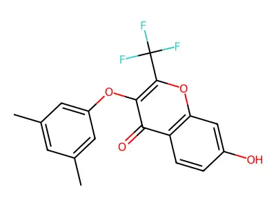 3-(3,5-dimethylphenoxy)-7-hydroxy-2-(trifluoromethyl)-4H-chromen-4-one structure