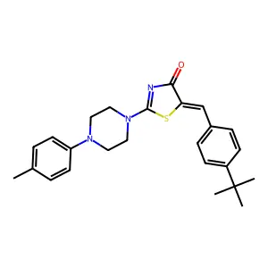 (5E)-5-(4-tert-butylbenzylidene)-2-[4-(4-methylphenyl)piperazin-1-yl]-1,3-thiazol-4(5H)-one structure