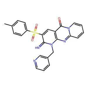 2-Imino-1-(pyridin-3-ylmethyl)-3-tosyl-1H-dipyrido[1,2-a:2',3'-d]pyrimidin-5(2H)-one structure
