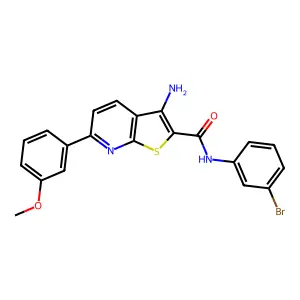 3-amino-N-(3-bromophenyl)-6-(3-methoxyphenyl)thieno[2,3-b]pyridine-2-carboxamide structure
