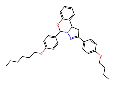2-(4-butoxyphenyl)-5-[4-(hexyloxy)phenyl]-1,10b-dihydropyrazolo[1,5-c][1,3]benzoxazine structure