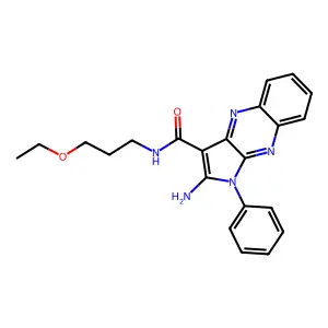 2-amino-N-(3-ethoxypropyl)-1-phenyl-1H-pyrrolo[2,3-b]quinoxaline-3-carboxamide structure