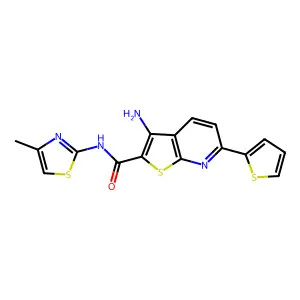 3-amino-N-(4-methyl-1,3-thiazol-2-yl)-6-thiophen-2-ylthieno[2,3-b]pyridine-2-carboxamide structure