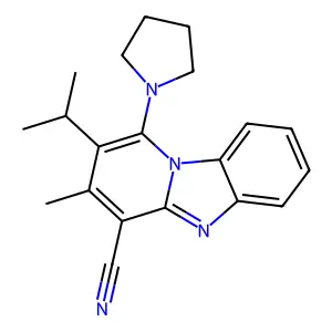 2-isopropyl-3-methyl-1-(pyrrolidin-1-yl)benzo[4,5]imidazo[1,2-a]pyridine-4-carbonitrile structure