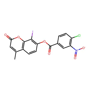 (8-Iodo-4-methyl-2-oxochromen-7-yl) 4-chloro-3-nitrobenzoate structure