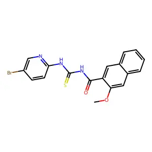 N-[(5-bromopyridin-2-yl)carbamothioyl]-3-methoxynaphthalene-2-carboxamide structure