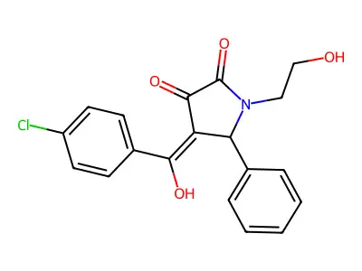 4-(4-chlorobenzoyl)-3-hydroxy-1-(2-hydroxyethyl)-5-phenyl-2,5-dihydro-1H-pyrrol-2-one structure