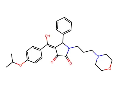 3-hydroxy-1-[3-(morpholin-4-yl)propyl]-5-phenyl-4-[4-(propan-2-yloxy)benzoyl]-2,5-dihydro-1H-pyrrol-2-one structure