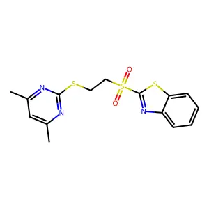 2-((2-((4,6-Dimethylpyrimidin-2-yl)thio)ethyl)sulfonyl)benzo[d]thiazole structure