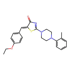 (5E)-5-(4-ethoxybenzylidene)-2-[4-(2-methylphenyl)piperazin-1-yl]-1,3-thiazol-4(5H)-one structure