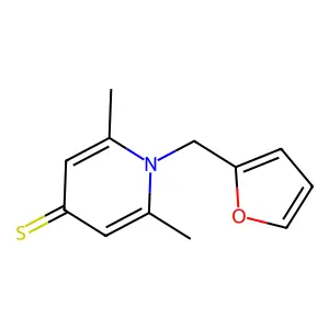 1-(furan-2-ylmethyl)-2,6-dimethylpyridine-4(1H)-thione structure
