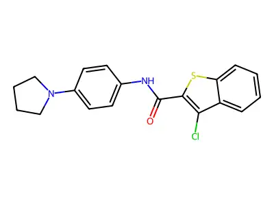 3-chloro-N-[4-(pyrrolidin-1-yl)phenyl]-1-benzothiophene-2-carboxamide structure