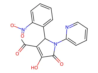 3-acetyl-4-hydroxy-2-(2-nitrophenyl)-1-pyridin-2-yl-2H-pyrrol-5-one structure