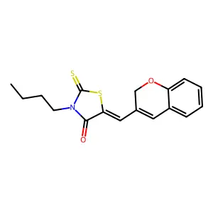 (5Z)-3-butyl-5-(2H-chromen-3-ylmethylidene)-2-thioxo-1,3-thiazolidin-4-one structure