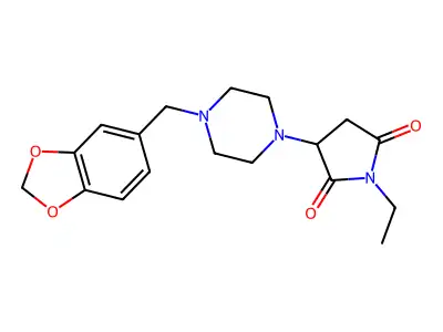 3-[4-(1,3-Benzodioxol-5-ylmethyl)piperazin-1-yl]-1-ethylpyrrolidine-2,5-dione structure
