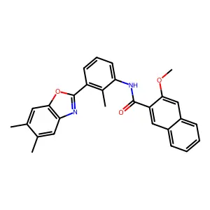 N-[3-(5,6-dimethyl-1,3-benzoxazol-2-yl)-2-methylphenyl]-3-methoxynaphthalene-2-carboxamide structure