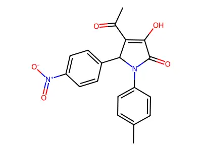 3-acetyl-4-hydroxy-1-(4-methylphenyl)-2-(4-nitrophenyl)-2H-pyrrol-5-one structure