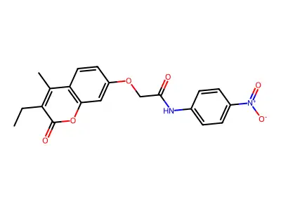 2-(3-ethyl-4-methyl-2-oxochromen-7-yl)oxy-N-(4-nitrophenyl)acetamide structure