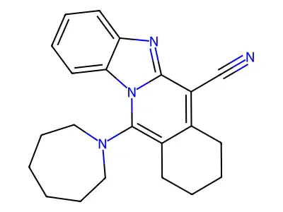 11-(azepan-1-yl)-7,8,9,10-tetrahydrobenzimidazo[1,2-b]isoquinoline-6-carbonitrile structure