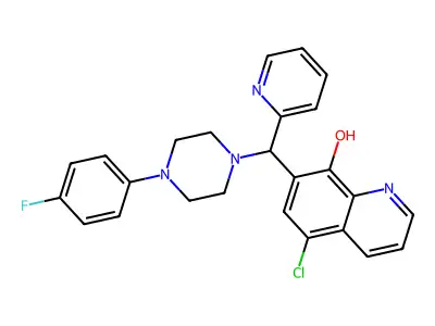 5-Chloro-7-((4-(4-fluorophenyl)piperazin-1-yl)(pyridin-2-yl)methyl)quinolin-8-ol structure
