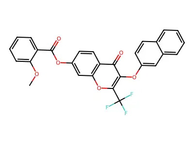 3-(2-naphthyloxy)-4-oxo-2-(trifluoromethyl)-4H-chromen-7-yl 2-methoxybenzoate structure