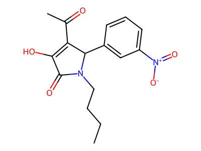 4-acetyl-1-butyl-3-hydroxy-5-(3-nitrophenyl)-1,5-dihydro-2H-pyrrol-2-one structure