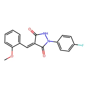 (4Z)-1-(4-fluorophenyl)-4-[(2-methoxyphenyl)methylidene]pyrazolidine-3,5-dione structure