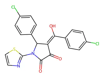 4-(4-chlorobenzoyl)-5-(4-chlorophenyl)-3-hydroxy-1-(1,3-thiazol-2-yl)-2,5-dihydro-1H-pyrrol-2-one structure