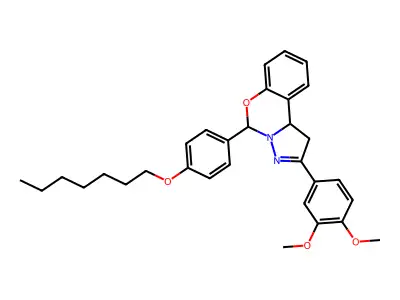 2-(3,4-dimethoxyphenyl)-5-[4-(heptyloxy)phenyl]-1,10b-dihydropyrazolo[1,5-c][1,3]benzoxazine structure