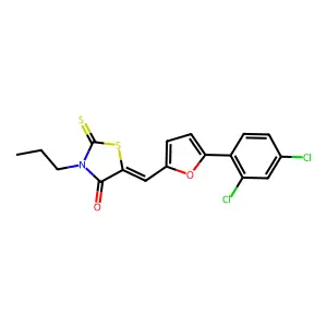 (5Z)-5-[[5-(2,4-dichlorophenyl)furan-2-yl]methylidene]-3-propyl-2-sulfanylidene-1,3-thiazolidin-4-one structure