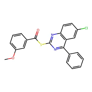 S-(6-chloro-4-phenylquinazolin-2-yl) 3-methoxybenzenecarbothioate structure