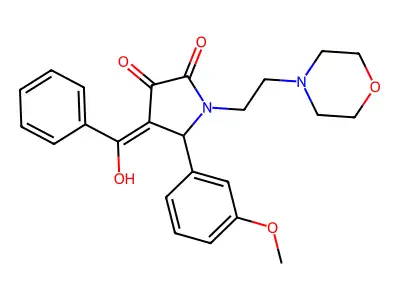 4-(hydroxy-phenyl-methylidene)-5-(3-methoxyphenyl)-1-(2-morpholin-4-ylethyl)pyrrolidine-2,3-dione structure