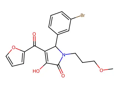 (4E)-5-(3-bromophenyl)-4-[furan-2-yl(hydroxy)methylidene]-1-(3-methoxypropyl)pyrrolidine-2,3-dione structure